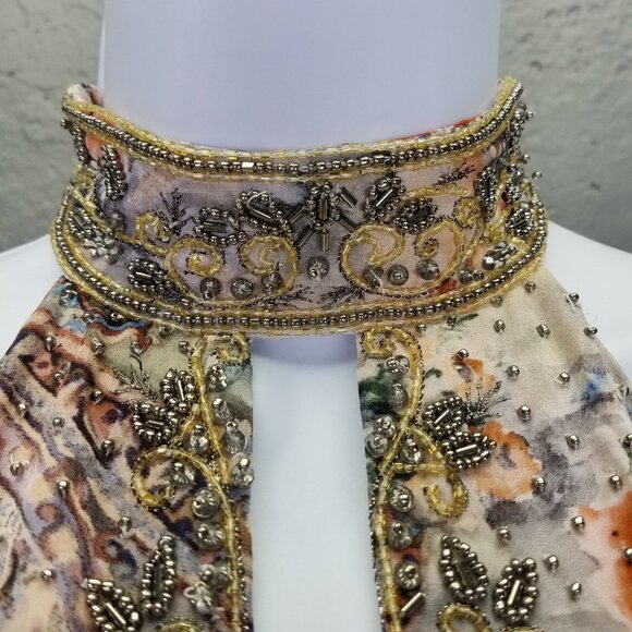 Haute Hippie Maxi Dress Women 2 Wished Upon Silk High Low Beaded Collar High Low - Picture 4 of 16